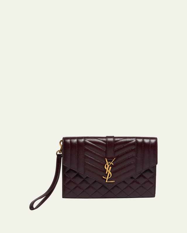 YSL Envelope Flap Pouch in Quilted Leather